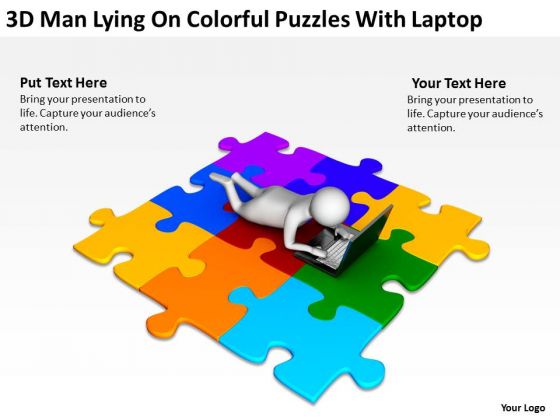 Business People Images 3d Man Lying On Colorful Puzzles With Laptop PowerPoint Slides Business People Images 3d Man Lying On Colorful Puzzles With Laptop PowerPoint Slides