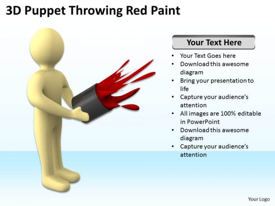 Business People Images With Red Paint Splashing Throwing Puppet PowerPoint Slides