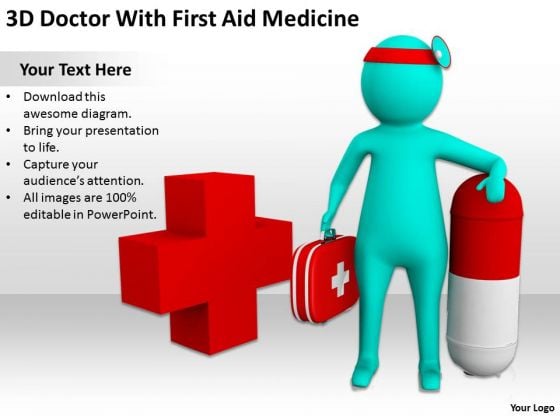 Business People Vector 3d Doctor With First Aid Medicine PowerPoint Slides Business People Vector 3d Doctor With First Aid Medicine PowerPoint Slides