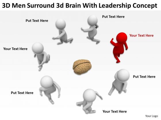 Business People Vector 3d Men Surround Brain With Leadership Concept PowerPoint Slides Business People Vector 3d Men Surround Brain With Leadership Concept PowerPoint Slides