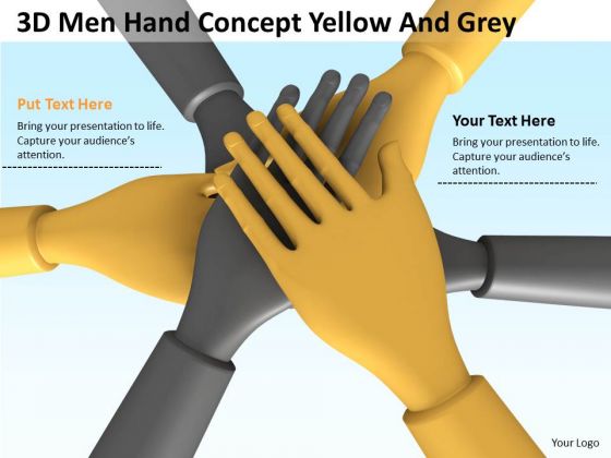Business People Walking 3d Man Hand Concept Yellow Grey PowerPoint Slides Business People Walking 3d Man Hand Concept Yellow Grey PowerPoint Slides