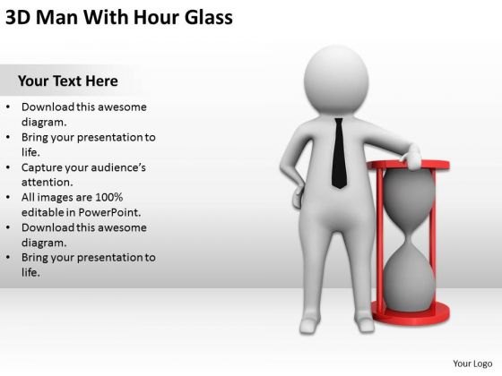 Business Persons 3d Man With Hour Glass PowerPoint Slides