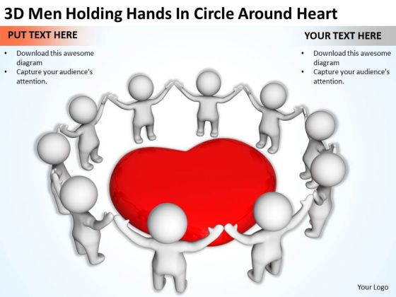 Business Persons 3d Men Holding Hands Circle Around Heart PowerPoint Slides Business Persons 3d Men Holding Hands Circle Around Heart PowerPoint Slides