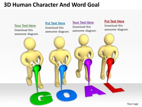 Business Persons Human Character And Word Goal Success PowerPoint Templates