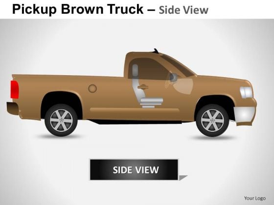Business Pickup Brown Truck Side View PowerPoint Slides And Ppt Diagram Templates