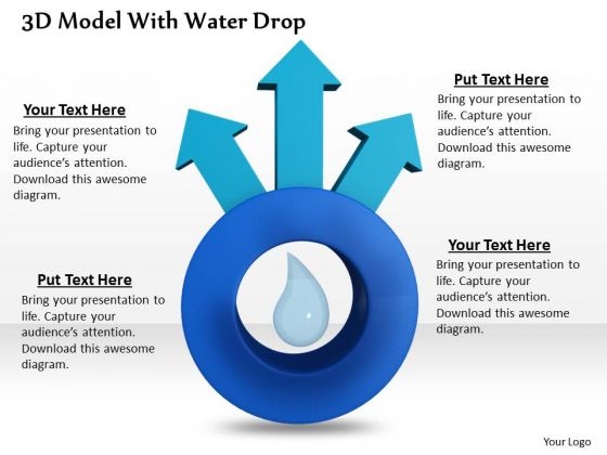 Business Plan And Strategy 3d Model With Water Drop Icons Images