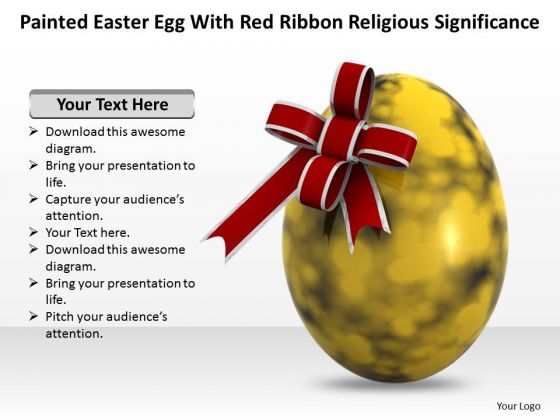 Business Plan And Strategy Painted Easter Egg With Red Ribbon Religious Significance Images Graphics