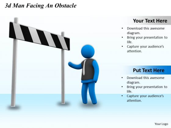 Business Planning Strategy 3d Man Facing Obstacle Concept