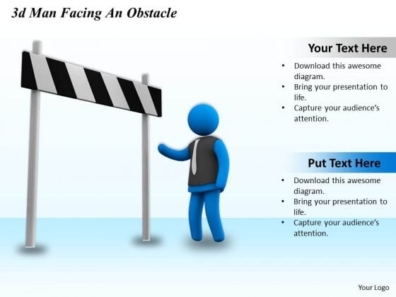 Business Planning Strategy 3d Man Facing Obstacle Concept Business Planning Strategy 3d Man Facing Obstacle Concept
