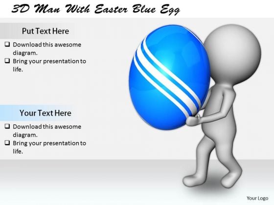 Business Planning Strategy 3d Man With Easter Blue Egg Concept Statement
