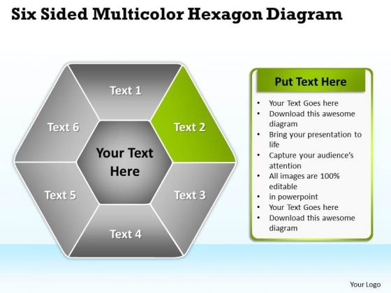 Business Process Flow Diagram Examples Sided Multicolor Hexagon PowerPoint Templates