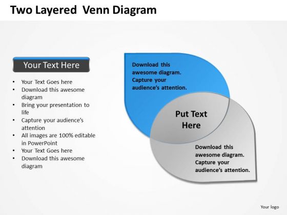 Business Process Flow Two Layered Venn Diagram PowerPoint Slides
