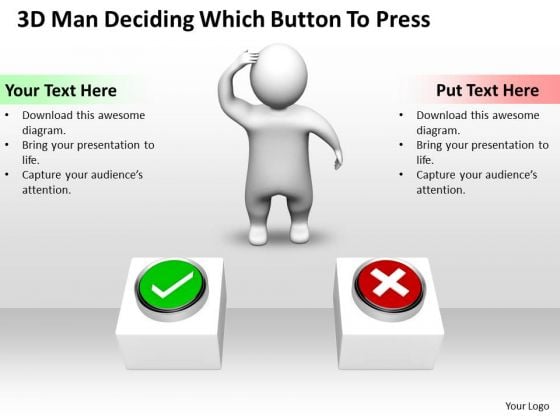 Business Process Management Diagram 3d Deciding Which Button Press PowerPoint Slides