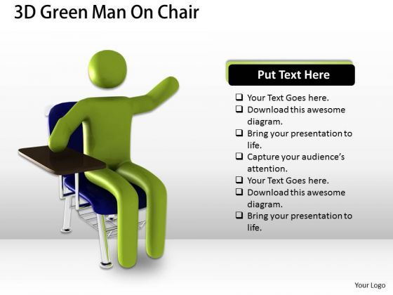 Business Process Strategy 3d Green Man On Chair Concept Statement Business Process Strategy 3d Green Man On Chair Concept Statement