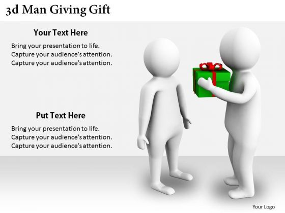 Business Process Strategy 3d Man Giving Gift Adaptable Concepts