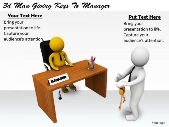 Business Process Strategy 3d Man Giving Keys To Manager Adaptable Concepts