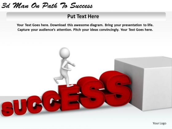 Business Process Strategy 3d Man On Path To Success Character Modeling