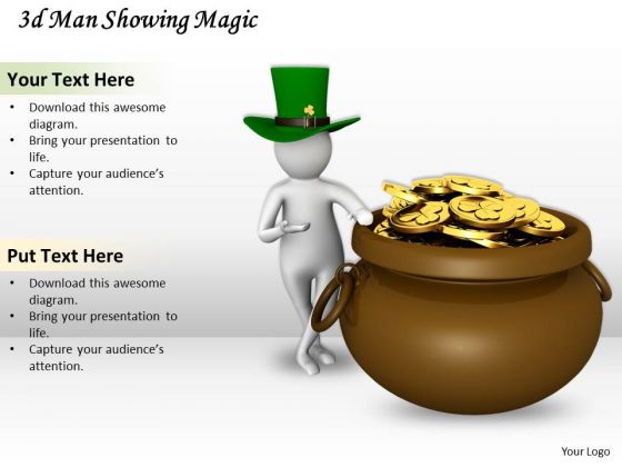 Business Process Strategy 3d Man Showing Magic Concepts Business Process Strategy 3d Man Showing Magic Concepts