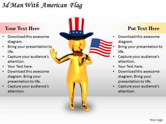 Business Strategy 3d Man With American Flag Adaptable Concepts Business Strategy 3d Man With American Flag Adaptable Concepts