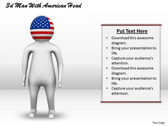 Business Strategy 3d Man With American Head Adaptable Concepts Business Strategy 3d Man With American Head Adaptable Concepts