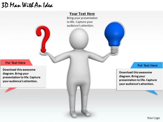 Business Strategy 3d Man With Idea Character Business Strategy 3d Man With Idea Character