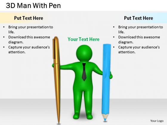 Business Strategy 3d Man With Pen Characters Business Strategy 3d Man With Pen Characters