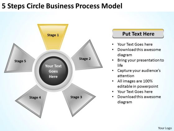 Business Strategy 5 Steps Circle Process Model Policy And