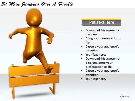 Business Strategy And Policy 3d Man Jumping Over Hurdle Concepts