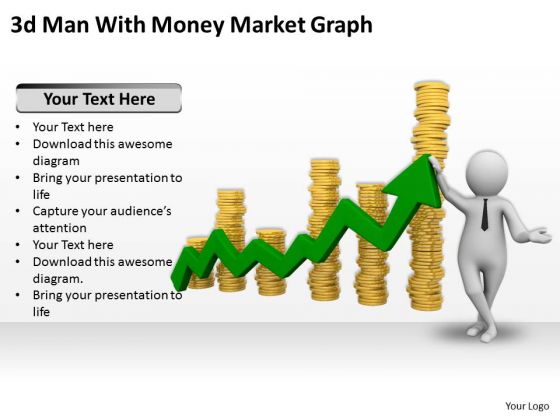 Business Strategy And Policy 3d Man With Money Market Graph Characters