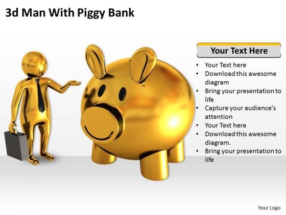 Business Strategy And Policy 3d Man With Piggy Bank Characters Business Strategy And Policy 3d Man With Piggy Bank Characters