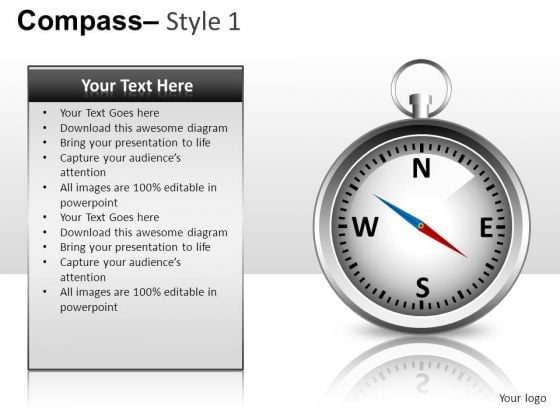 Business Strategy Compass 1 PowerPoint Slides And Ppt Diagram Templates