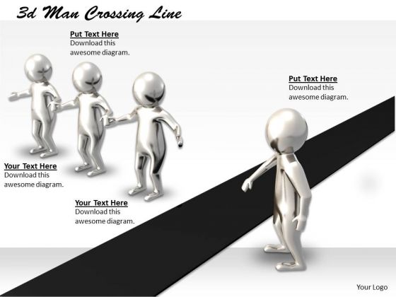 Business Strategy Concepts 3d Man Crossing Line Statement Business Strategy Concepts 3d Man Crossing Line Statement