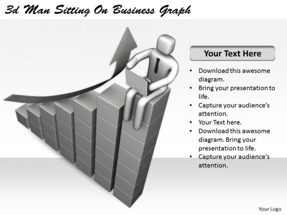 Business Strategy Concepts 3d Man Sitting Graph Statement Business Strategy Concepts 3d Man Sitting Graph Statement