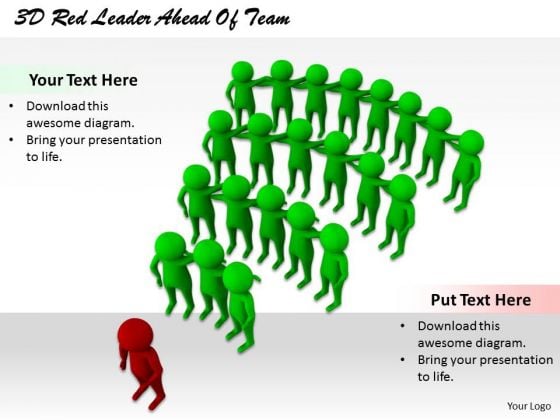 Business Strategy Concepts 3d Red Leader Ahead Of Team Character Business Strategy Concepts 3d Red Leader Ahead Of Team Character