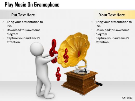 Business Strategy Concepts Play Music Gramophone 3d Characters Business Strategy Concepts Play Music Gramophone 3d Characters