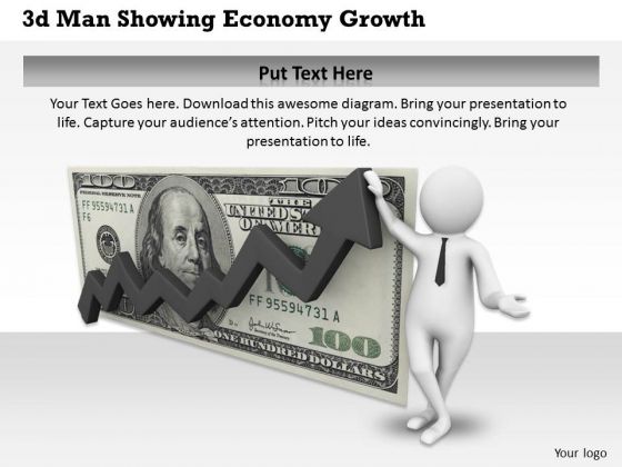 Business Strategy Consultant 3d Man Showing Economy Growth Concept Statement Business Strategy Consultant 3d Man Showing Economy Growth Concept Statement