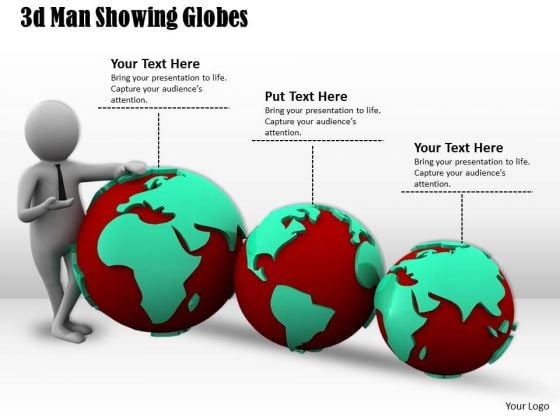 Business Strategy Consultant 3d Man Showing Globes Concept Statement Business Strategy Consultant 3d Man Showing Globes Concept Statement