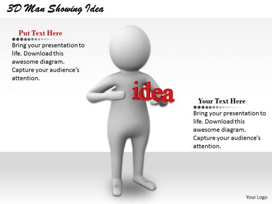 Business Strategy Consultant 3d Man Showing Idea Concept Statement Business Strategy Consultant 3d Man Showing Idea Concept Statement