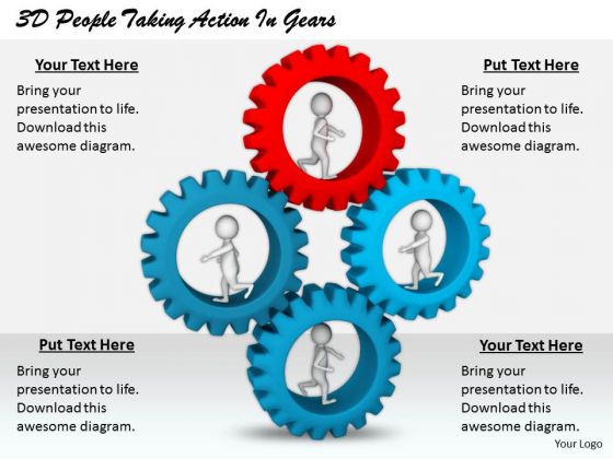 Business Strategy Consultant 3d People Taking Action Gears Characters Business Strategy Consultant 3d People Taking Action Gears Characters