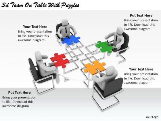 Business Strategy Consultants 3d Team Table With Puzzles Basic Concepts Business Strategy Consultants 3d Team Table With Puzzles Basic Concepts