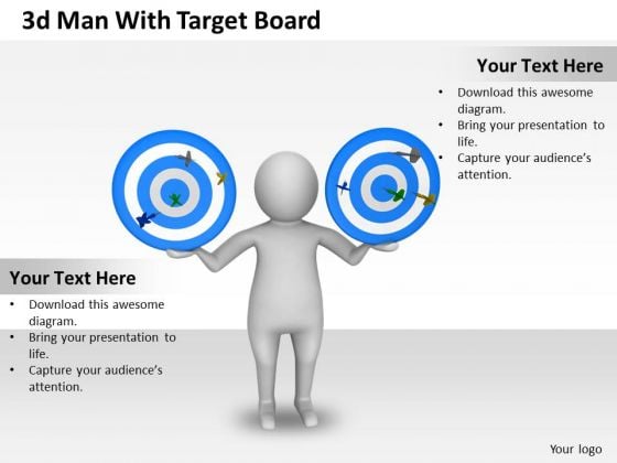 Business Strategy Development 3d Man With Target Board Character Business Strategy Development 3d Man With Target Board Character