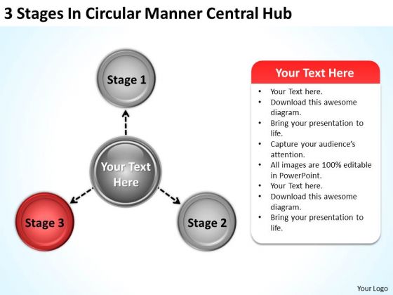 Business Strategy Examples 3 Stages Circular Manner Central Hub Unit Business Strategy Examples 3 Stages Circular Manner Central Hub Unit