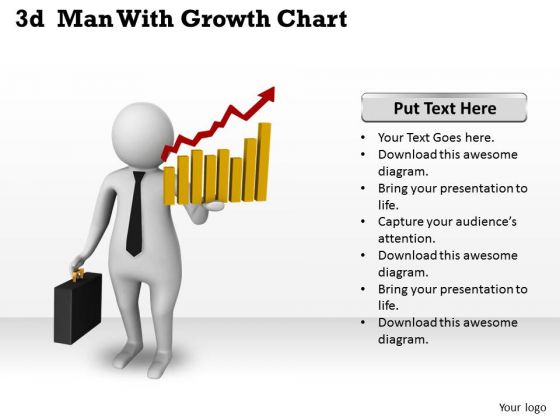 Business Strategy Examples 3d Man With Growth Chart Concepts