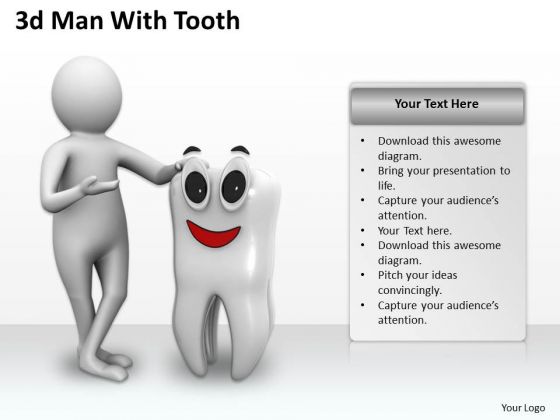 Business Strategy Execution 3d Man With Tooth Concepts