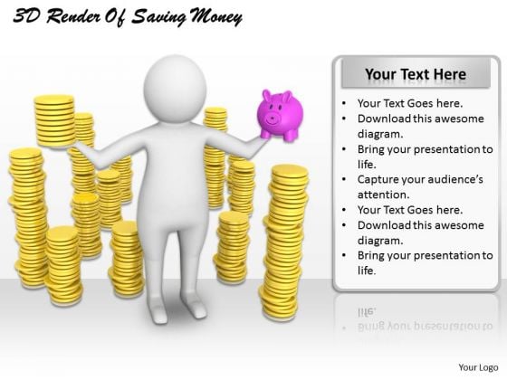 Business Strategy Execution 3d Render Of Saving Money Character Models