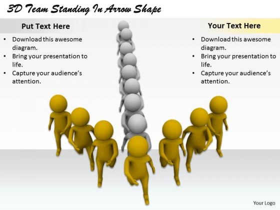 Business Strategy Execution 3d Team Standing Arrow Shape Concept Statement Business Strategy Execution 3d Team Standing Arrow Shape Concept Statement
