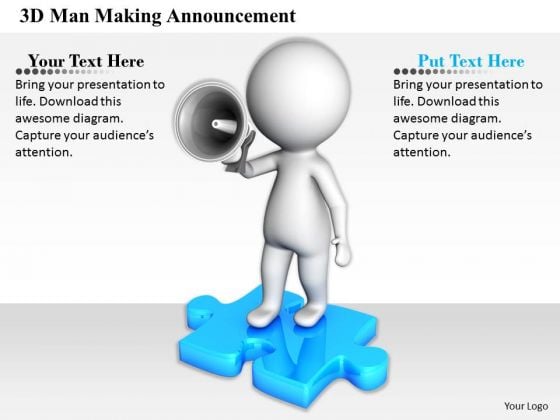 Business Strategy Implementation 3d Man Making Announcement Characters