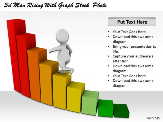 Business Strategy Implementation 3d Man Rising With Graph Concept Business Strategy Implementation 3d Man Rising With Graph Concept