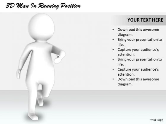 Business Strategy Implementation 3d Man Running Position Characters