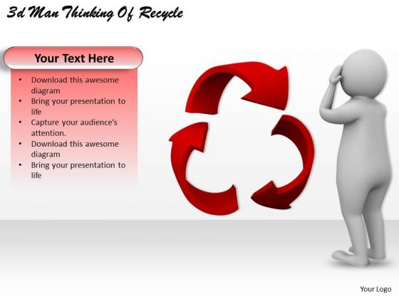 Business Strategy Innovation 3d Man Thinking Of Recycle Concept Business Strategy Innovation 3d Man Thinking Of Recycle Concept